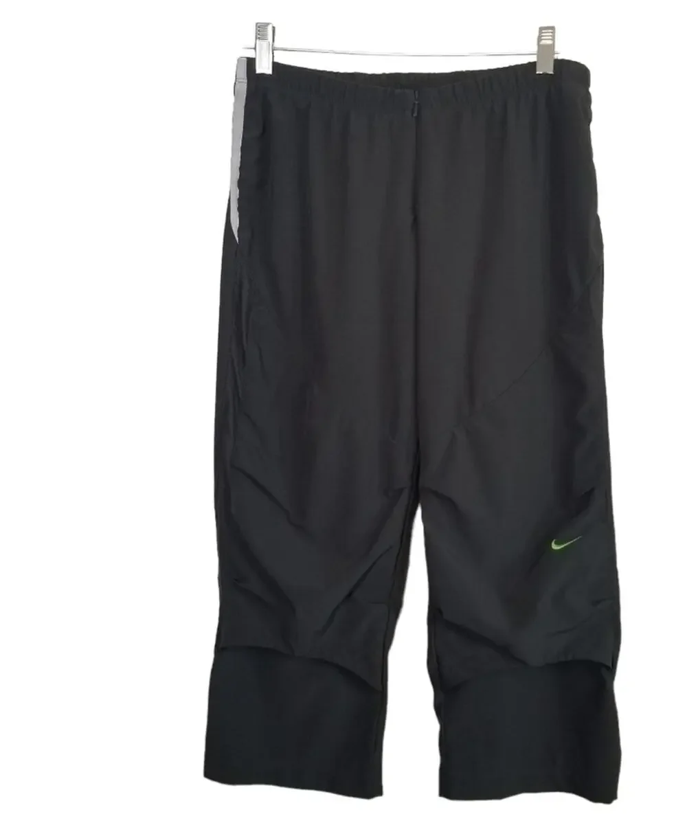 Nike WMS Small Dri Fit Capri Pants Gray Front Zip Vented Running Athletic